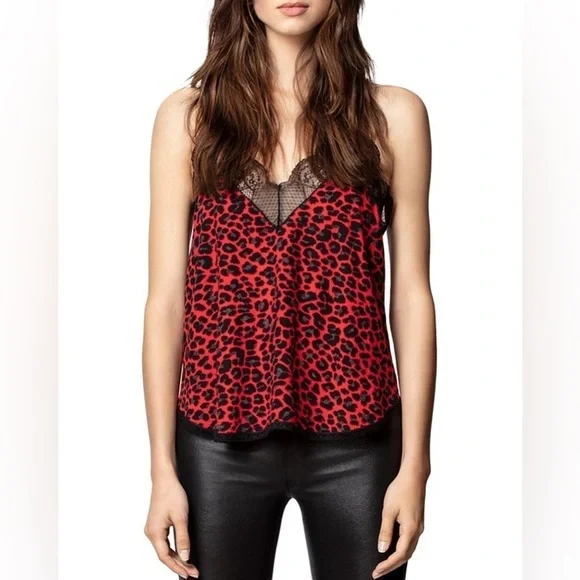 New! Zadig & Voltaire Christy SILK Top in the Red Leopard Print  ❤️ Small - Picture 4 of 16